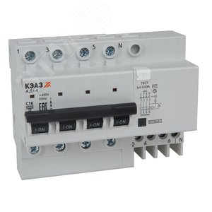 Выключатель автоматический дифференциального тока АВДТ с защитой от сверхтоков 4П 25А 30мА АC АД14-42C25-АC-УХЛ4