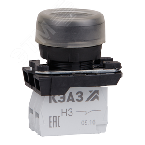 Изображение товара Кнопка КМЕ4602м-черный-0но+2нз-цилиндр-IP65 (шт)