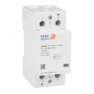 Изображение товара Контактор 230В AC НО НЗ 40А OptiDin MK-100-4011-230AC (шт)
