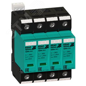 Ограничитель импульсных перенапряжений (УЗИП) 4П 40кА (класс II + III) OptiDin OM-II-4-280/40/X - фото 2