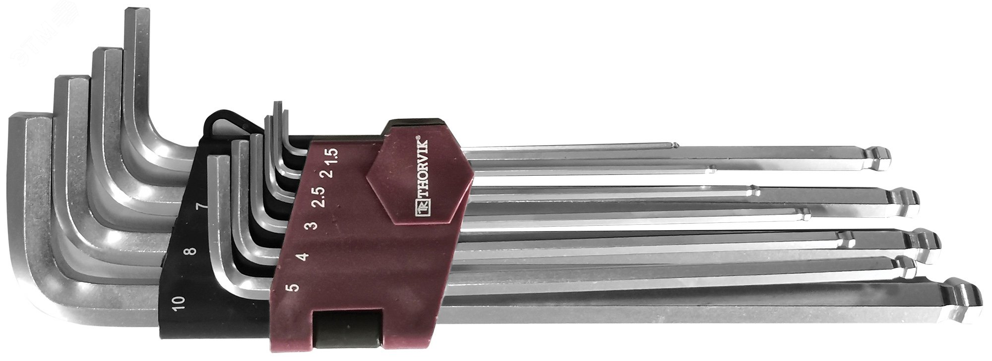 Изображение товара Набор ключей торцевых шестигранных удлиненных с шаром, H1.5-H10, 10 предметов (шт)