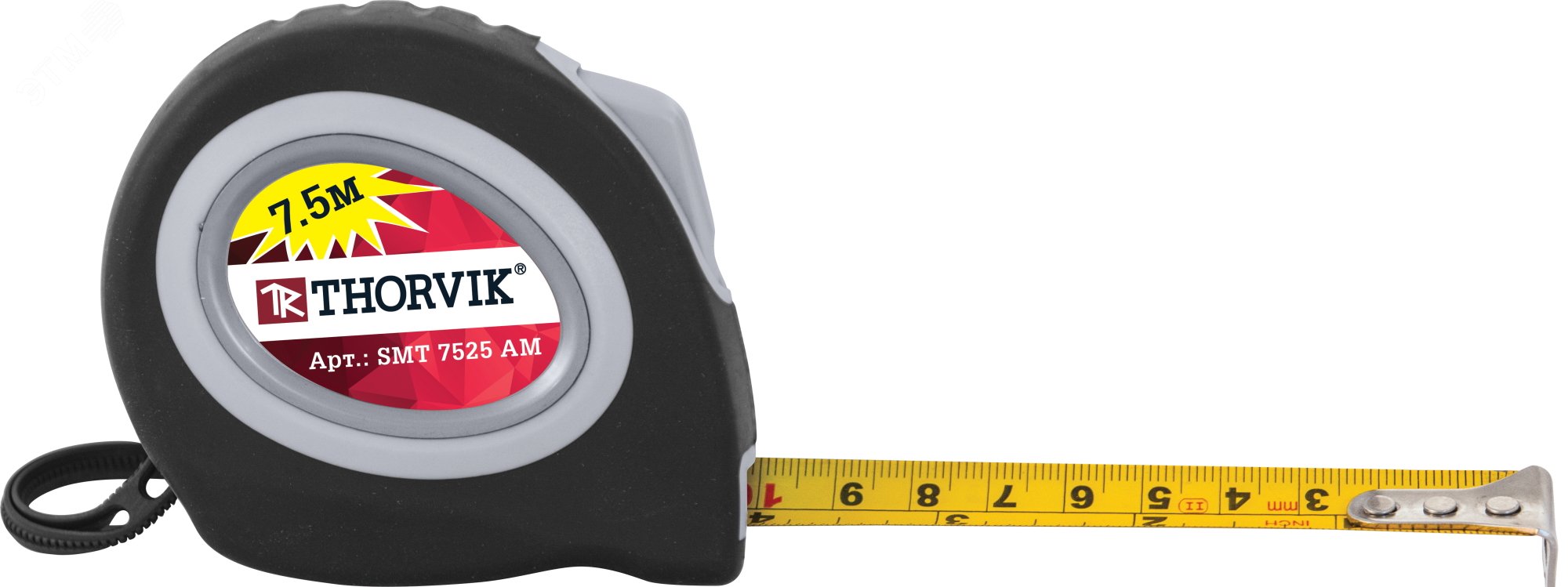 Изображение товара Рулетка с магнитным захватом и автостопом 7.5 м ударопрочная в обрезиненном корпусе