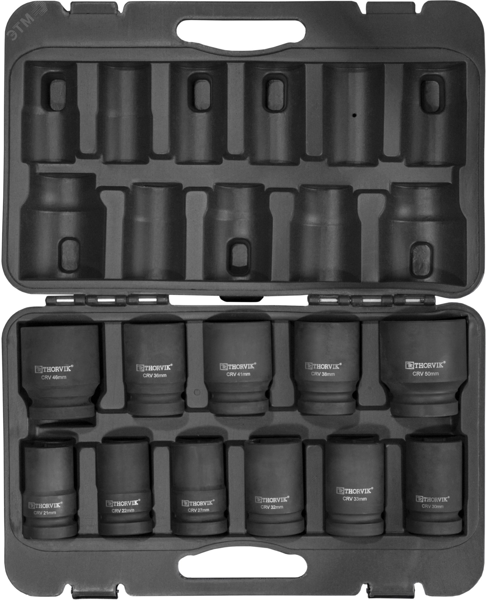 Изображение товара Набор головок торцевых для ручного гайковерта 1''DR, 21-50 мм, 11 предметов (шт)