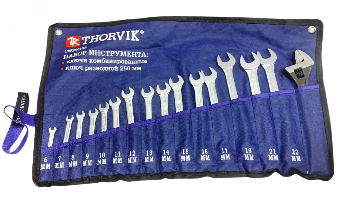 Изображение товара Набор в сумке, ключи комбинированные, 6-22 мм, ключ разводной 250 мм (шт)