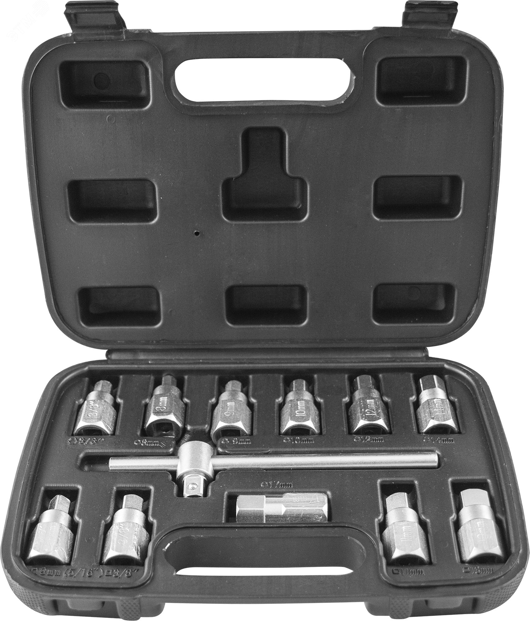 Изображение товара Набор приспособлений для откручивания масляных пробок 12 предметов Thorvik