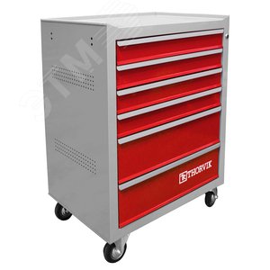 Изображение товара Тележка инструментальная 6-ти полочная (серая с красными ящиками) (шт)