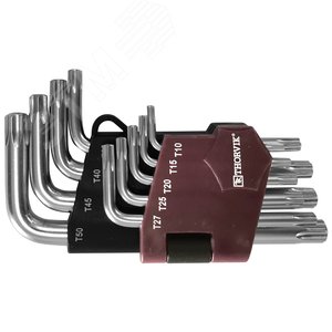 Изображение товара Набор ключей торцевых T-TORX® коротких с центрированным штифтом, Т10H-T50H, 9 предметов (шт)