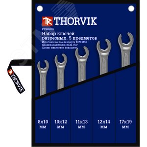 Изображение товара Набор ключей гаечных разрезных в сумке, 8-19 мм, 5 предметов (шт)