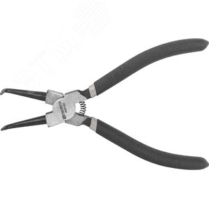 Изображение товара Щипцы загнутые 90° для стопорных колец с ПВХ рукоятками, сжим, 180 мм, 12-65 мм (шт)