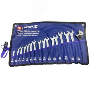 Изображение товара Набор в сумке, ключи комбинированные, 6-22 мм, ключ разводной 250 мм (шт)