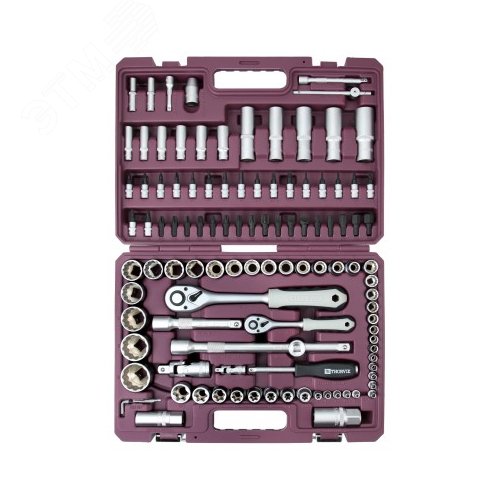 Изображение товара Набор инструмента универсальный 1/4'', 1/2''DR с головками торцевыми 12-гранными, 108 предметов (набор)