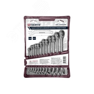 Изображение товара Набор ключей гаечных комбинированных трещоточных на держателе, 8-19 мм, 12 предметов (шт)