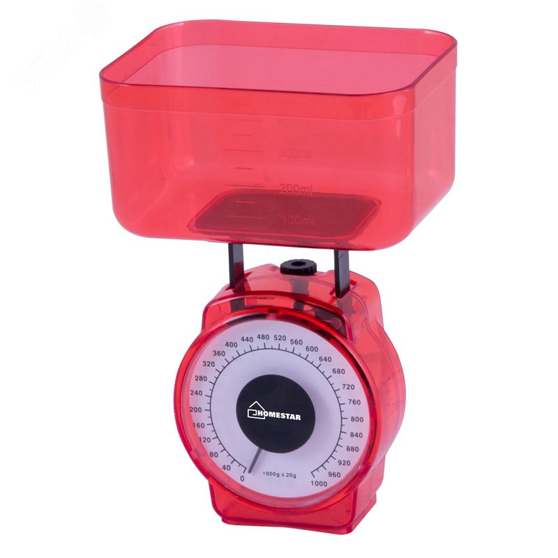 Весы кухонные механические HS-3004М до 1 кг, цвет красный артикул ...
