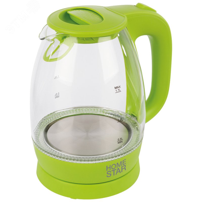 Изображение товара Чайник стеклянный HS-1012 на 1.7 л, цвет зеленый (шт)