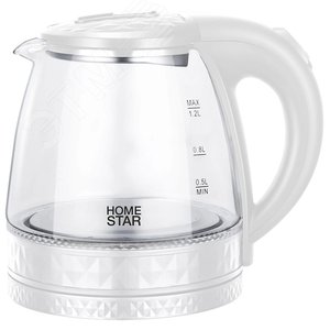 Чайник HS-1053 на 1,2 л, цвет белый, стекло, пластик