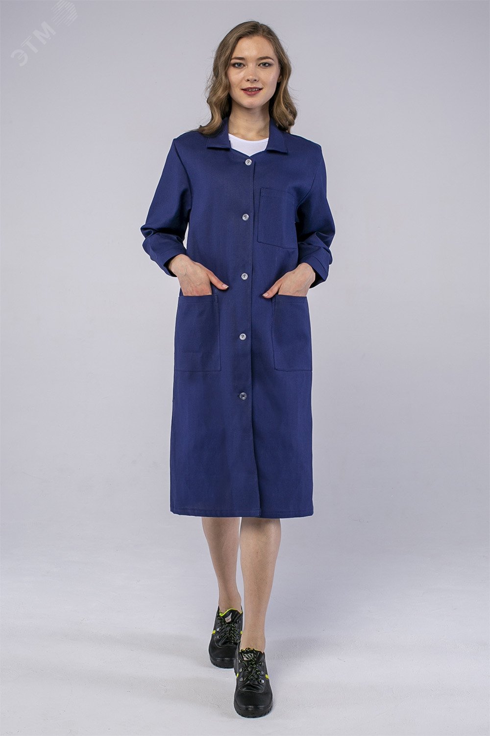 Изображение товара Женский рабочий халат из хлопка Диагональ длина ниже колена