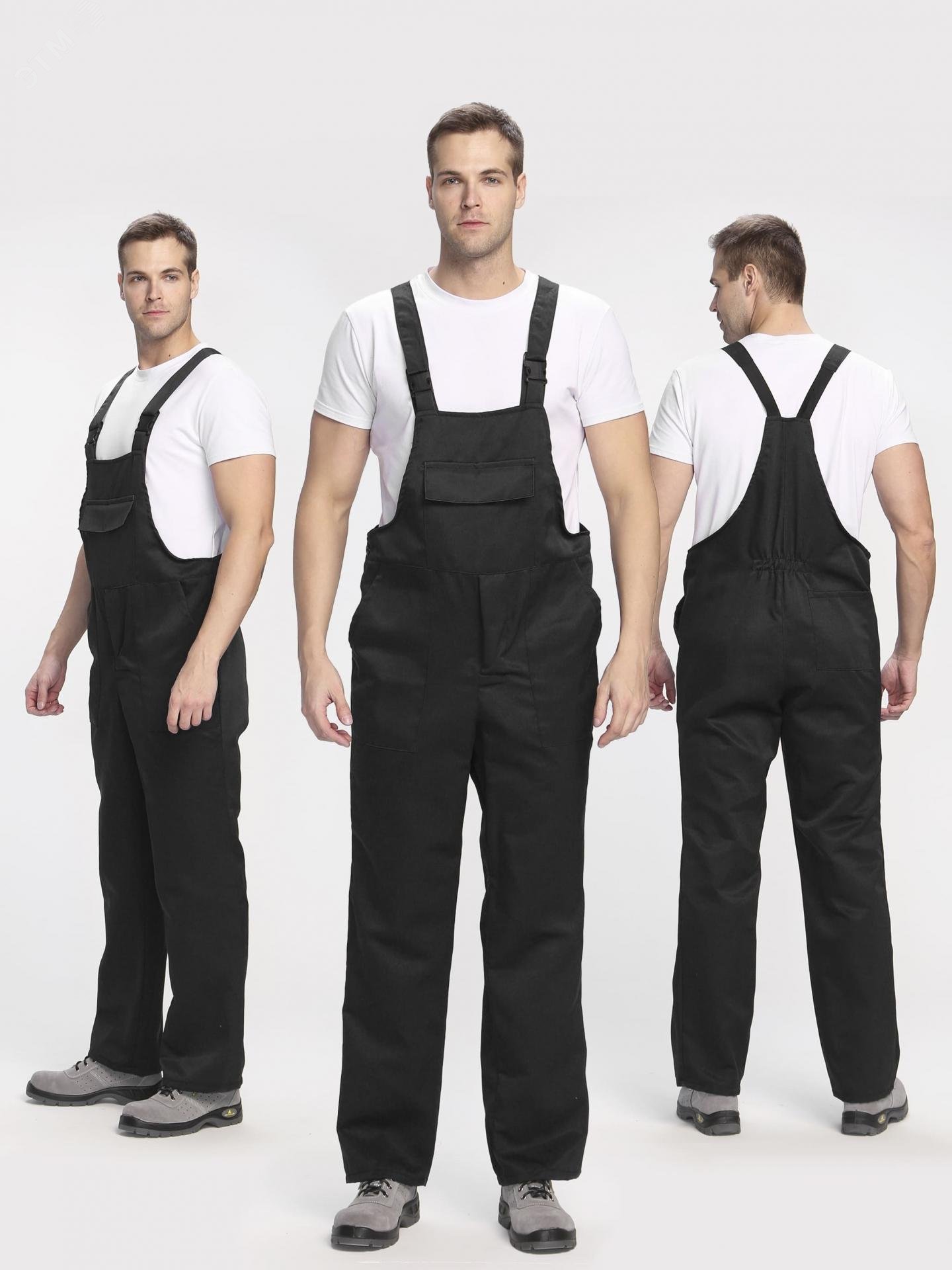 Изображение товара Полукомбинезон ИТР мужской рабочий летний черный 44-46/182-188 Факел