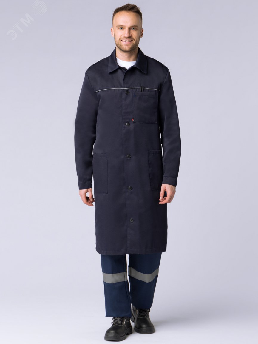 Изображение товара Мужской халат ИТР темно-синий 56-58 170-176 от производителя Факел