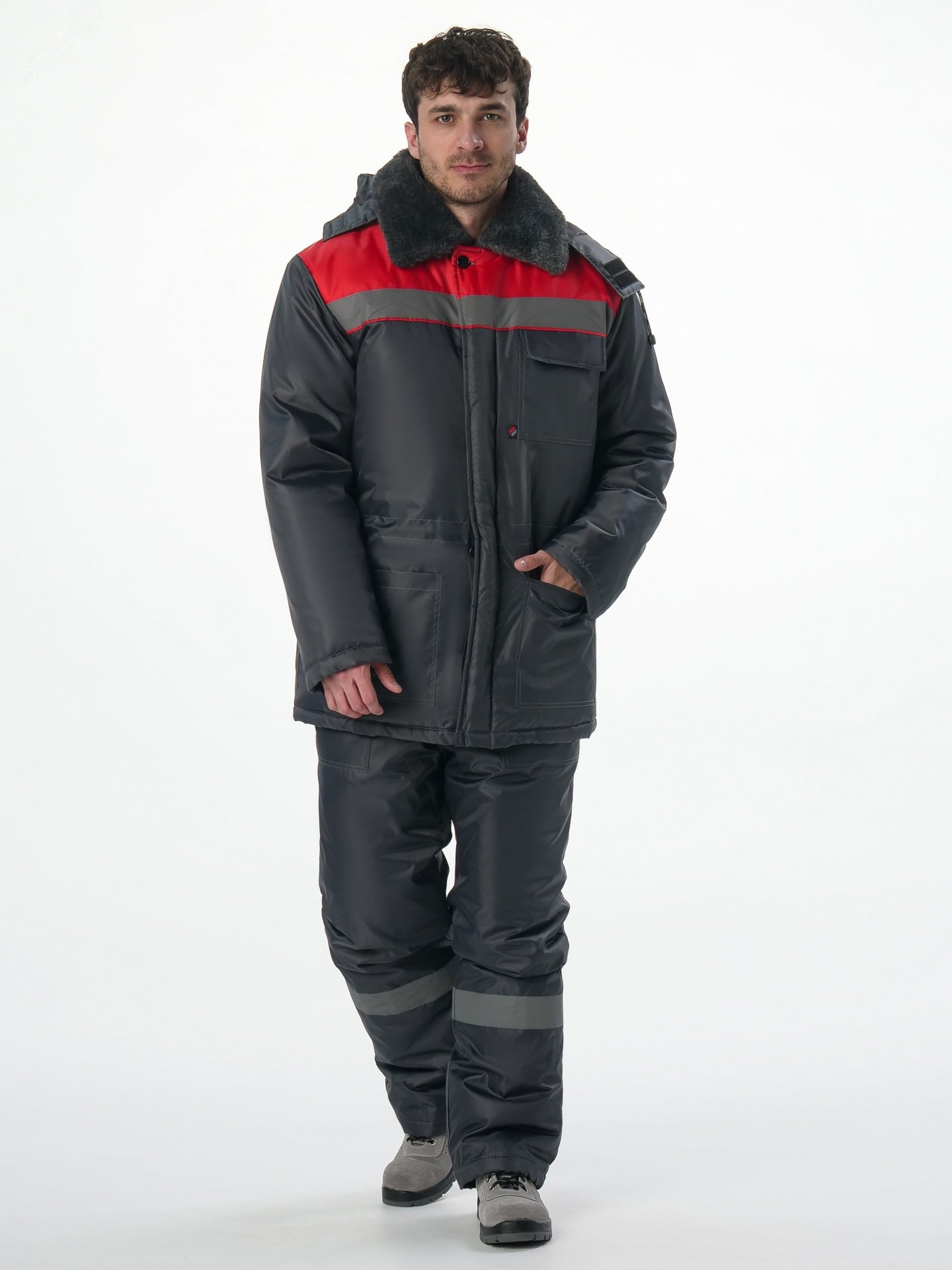 Изображение товара Костюм зимний Труженик-Ультра-2 для мужчин, т.серый/красный, 44-46