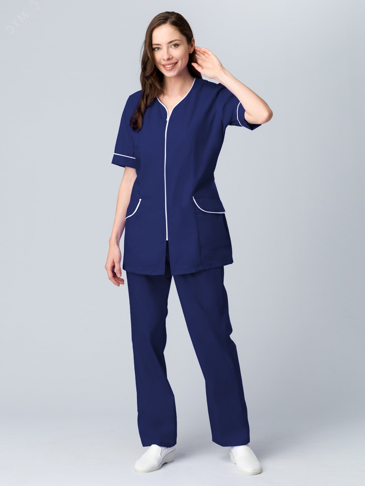 Изображение товара Женский летний костюм Вера из ТиСи Факел для сферы услуг, с удлиненной курткой и брюками