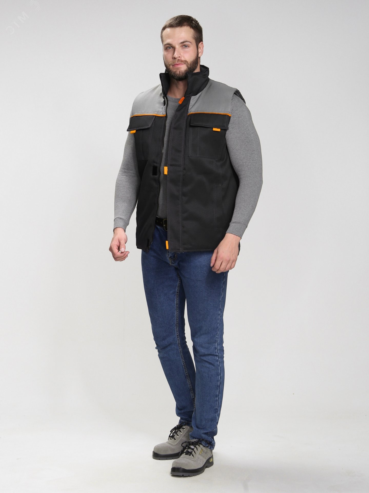 Изображение товара Жилет утепленный Фаворит (тк.Смесовая,210), черный/серый, р. 52-54 (шт)