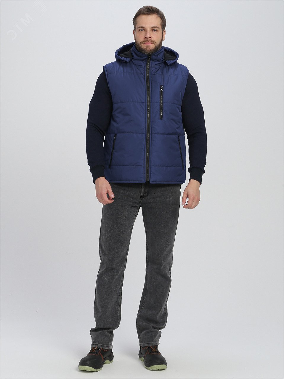 Изображение товара Жилет утепленный с капюшоном Респект (тк.Таслан), т.синий 76-78/ (шт)
