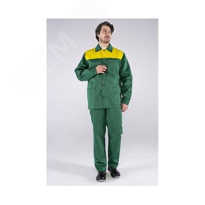 Костюм Стандарт (ткань Смесовая,210) брюки, зеленый желтый, 52-54 170-176