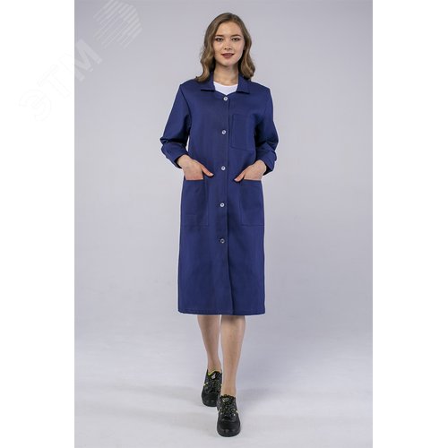 Изображение товара Халат женский рабочий (ткань Диагональ,195), темно-синий, 48-50 170-176 (шт)