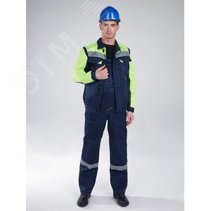 Изображение товара Костюм Сфера NEW (ткань Смесовая,210) полукомбинезон, темно-синий/лимонный, 44-46/ 170-176 (шт)