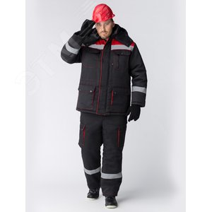 Изображение товара Костюм зимний Титан (Смесовая, 210) полукомбинезон, черный/красный,52-54 170-176 (шт)