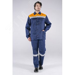 Костюм Стандарт СОП (ткань Смесовая,210) брюки, темно-синий оранжевый, 52-54 170-176