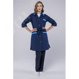 Изображение товара Халат женский с поясом Флора (тк.ТиСи), т.синий/васильковый,60-62,170-176 (шт)