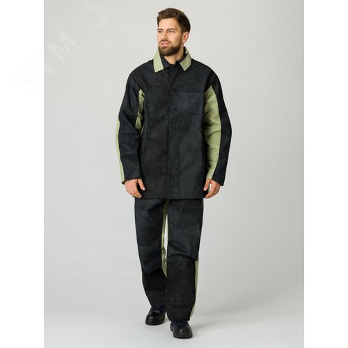 Изображение товара Костюм сварщика зимний комбинированный 2 кл.защиты (тк.Брезент,550/Спилок S=2,3), черный/бежевый 60-62/182-188 (шт)