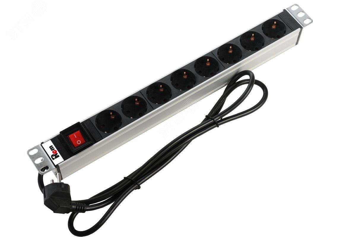 Изображение товара Блок розеток Rem-16 с выключателем 8 Schuko 16A 19' шнур 1.8 м (шт)