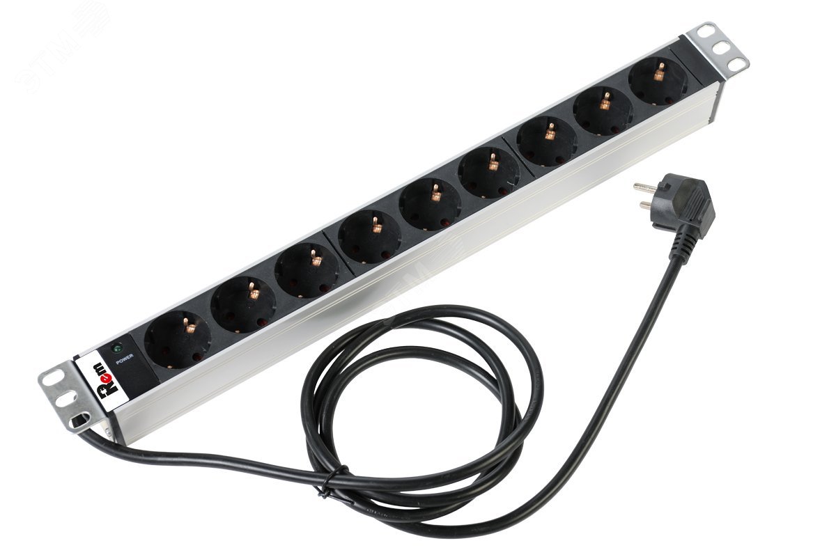 Изображение товара Блок розеток Rem-16 с индикатором 9 Schuko 16A 19'' 1.8 м кабель