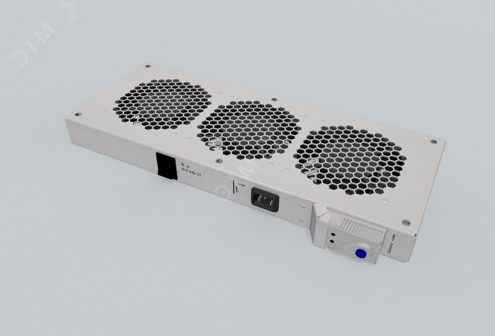 Модуль вентиляторный 19 1U, 3 вентилятора с терморегулятором, черный R-FAN-3T-9005 REM