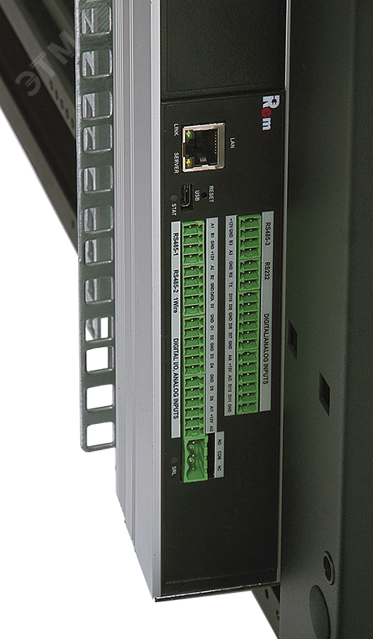 Блок розеток вертикальный, мониторинг, измерение, 3 фазы 16А, 48C13, 1820 мм, вх IEC 309, шнур 3м R-MC8-3x16-48C13-MI-1820-3-3PN REM - превью 3