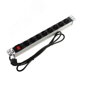 Изображение товара Блок розеток Rem-16 с выключателем 8 Schuko 16A 19' шнур 3 м (шт)