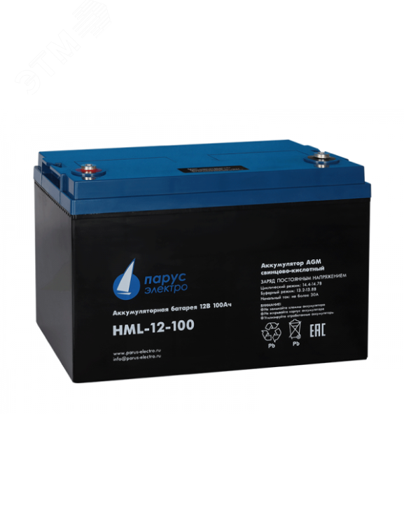 Батарея аккумуляторная 12В 100Ач со сроком службы до 12 лет HML-12-100 Парус электро