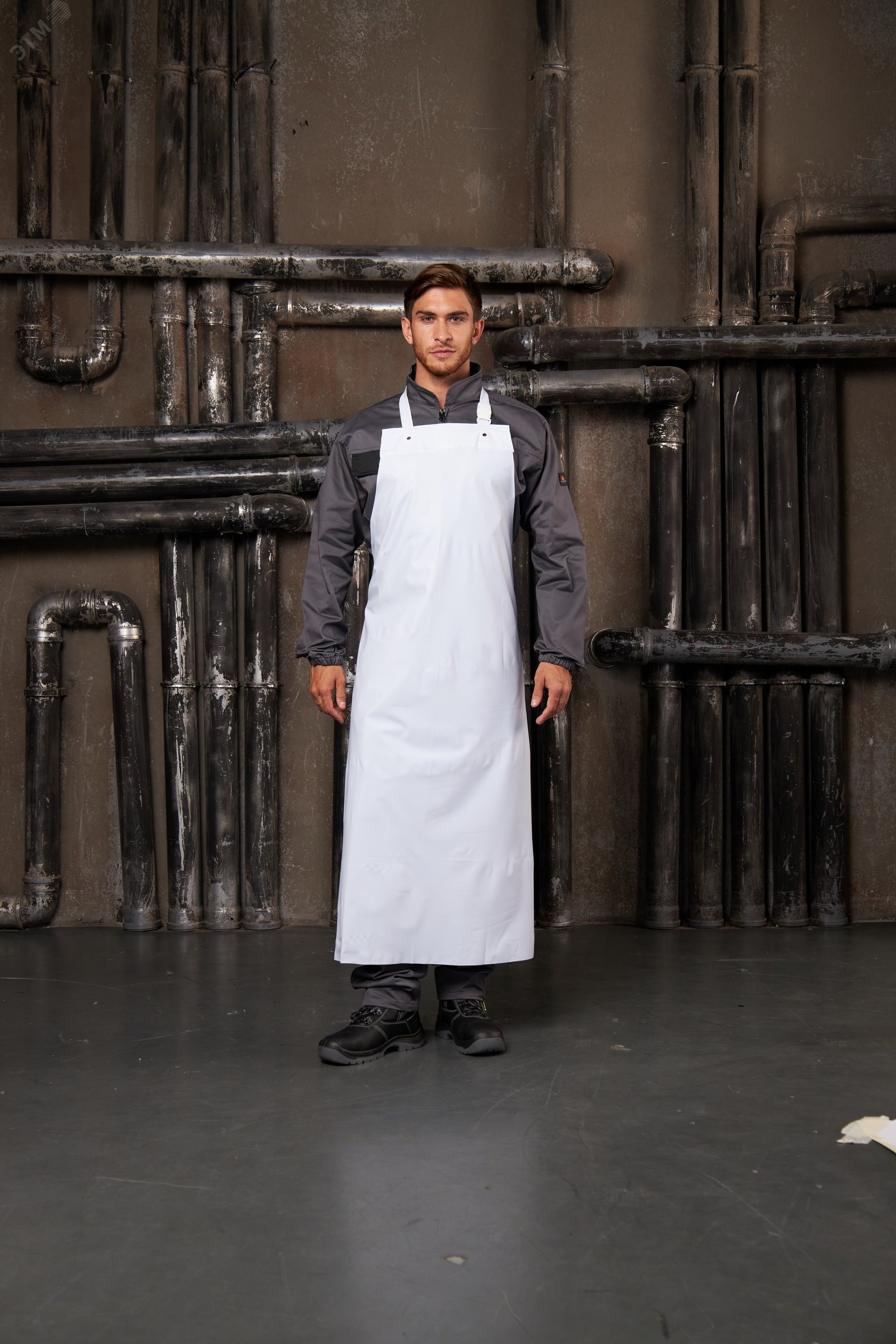 Изображение товара Фартук из ПВХ белого цвета универсальный прочный водонепроницаемый 120/90 см