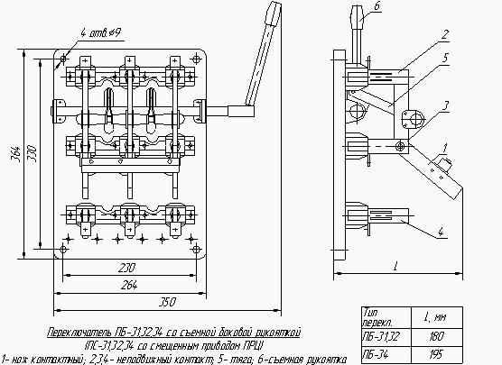 Купить Рубильник ПБ-34 400А левый привод боковая рукоятка | Интернет ...