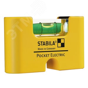 Уровень для электрика тип Pocket Electric (1 горизонтальный, точность 1мм/м) с чехлом на пояс 18115 STABILA