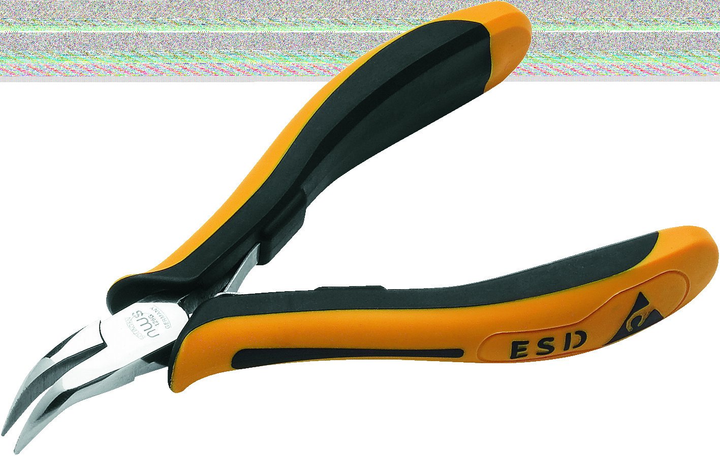 Изображение товара Длинногубцы для электроники 120 мм, загнутые на 45 град. (двухкомпонентные антистатические ручки ESD) (шт)