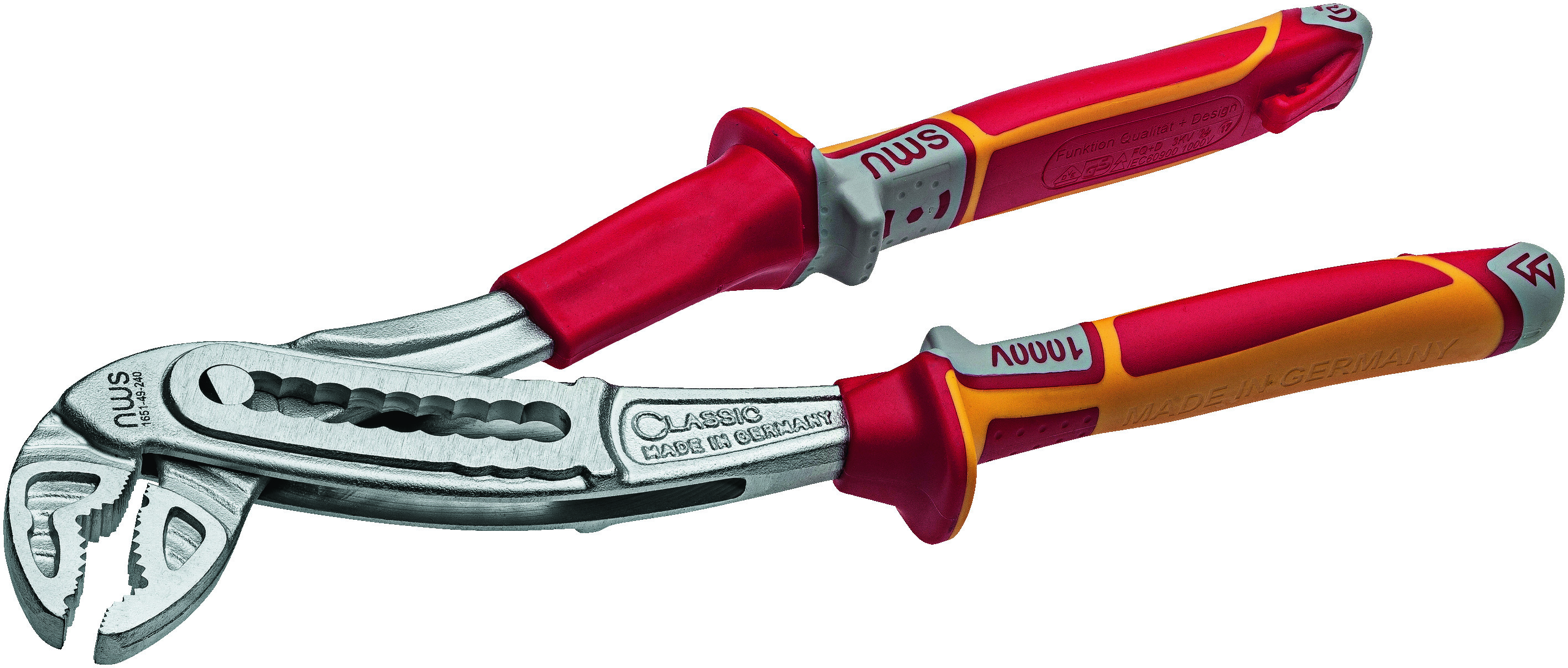 Клещи переставные ClassicPlus диэлектрические 1000В VDE 240мм, покрытие Crom, рукоятки SoftGripp 3K