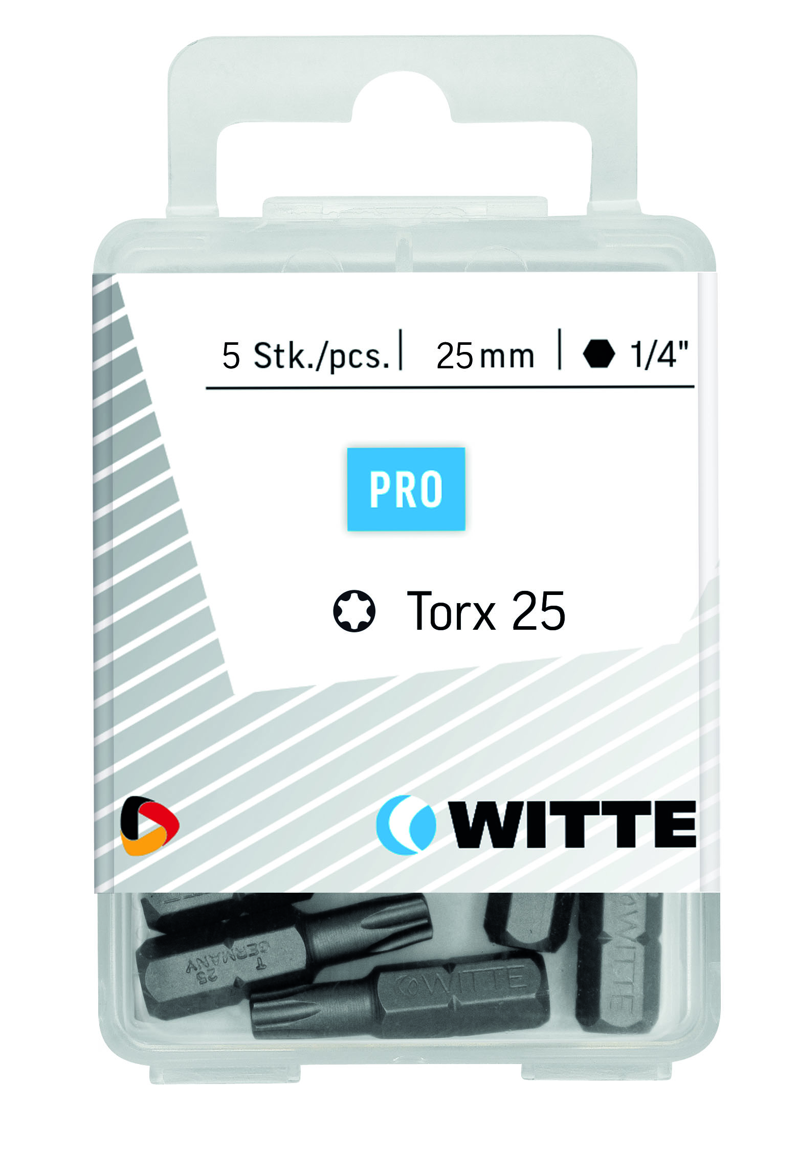 Бита TORX T20x25 мм 1/4'' C6.3 Industrial пластик.уп. 5 шт.