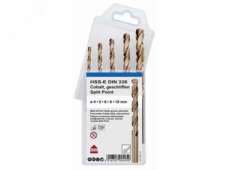 Изображение товара Набор сверл по металлу кобальтовое 4-10 мм 5 шт от KEIL