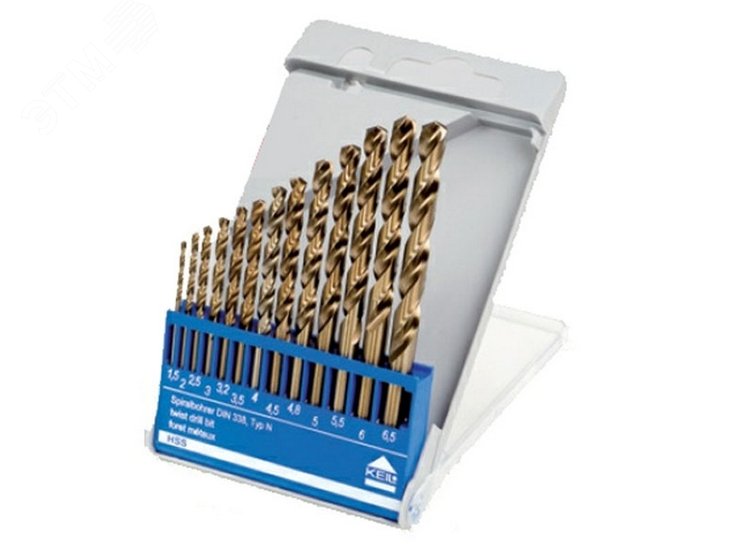 Изображение товара Набор сверл по металлу кобальтовое 1.5-6.5 мм 13 штук KEIL