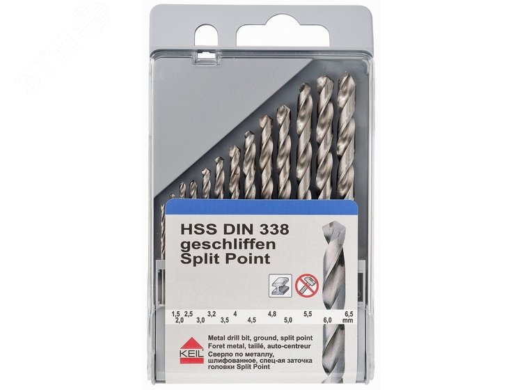 Изображение товара Набор сверл по металлу шлифованные 1.5-6.5 мм 13 шт KEIL Тайвань