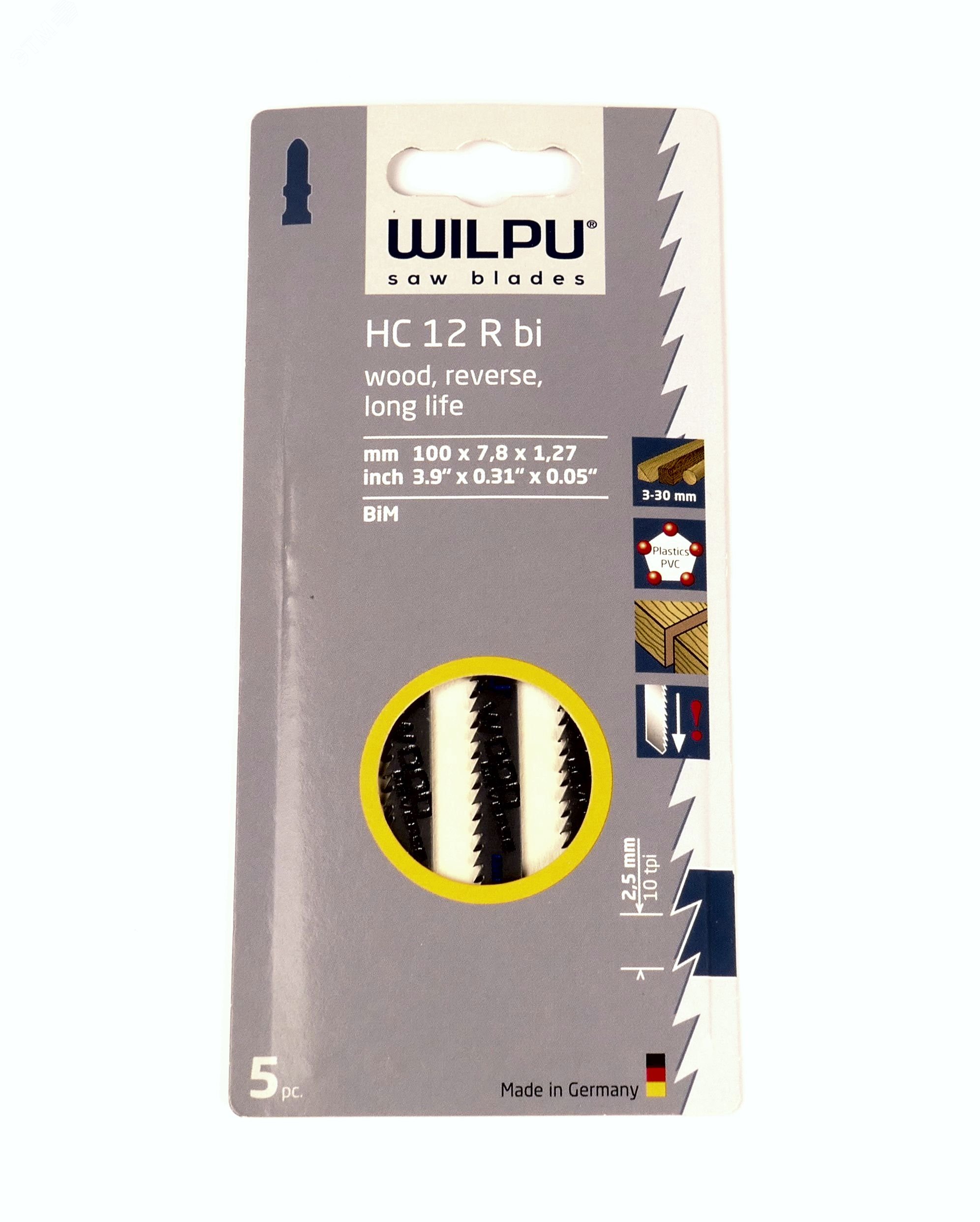Изображение товара Пилка для лобзика HC 12 R bi х 5шт/уп для дерева до 30мм и пластмассы (безосколочный рез) (упак)