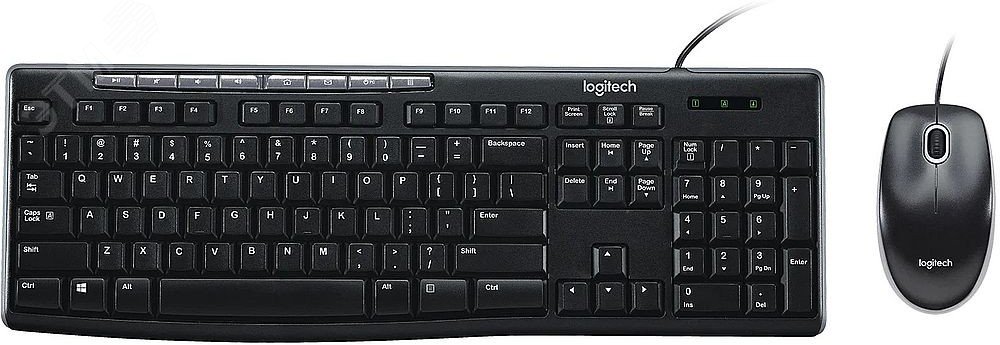 Комплект клавиатура + мышь MK200, Multimedia, USB, 1000dpi, черный 920-002694 Logitech - превью